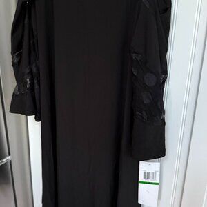 NINA Leonard Womens Dress Black New w/tags SzL Cold Shoulder Lace Bell Sleeves
